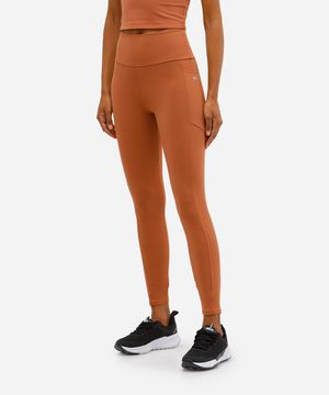 calça legging feminina com bolsos esportiva ace marrom