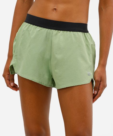 short running feminino esportivo cós elástico verde