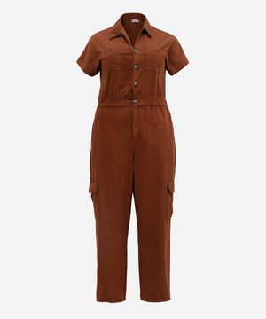 macacão feminino de sarja plus size marrom