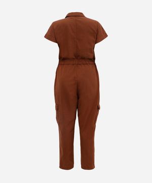 macacão feminino de sarja plus size marrom