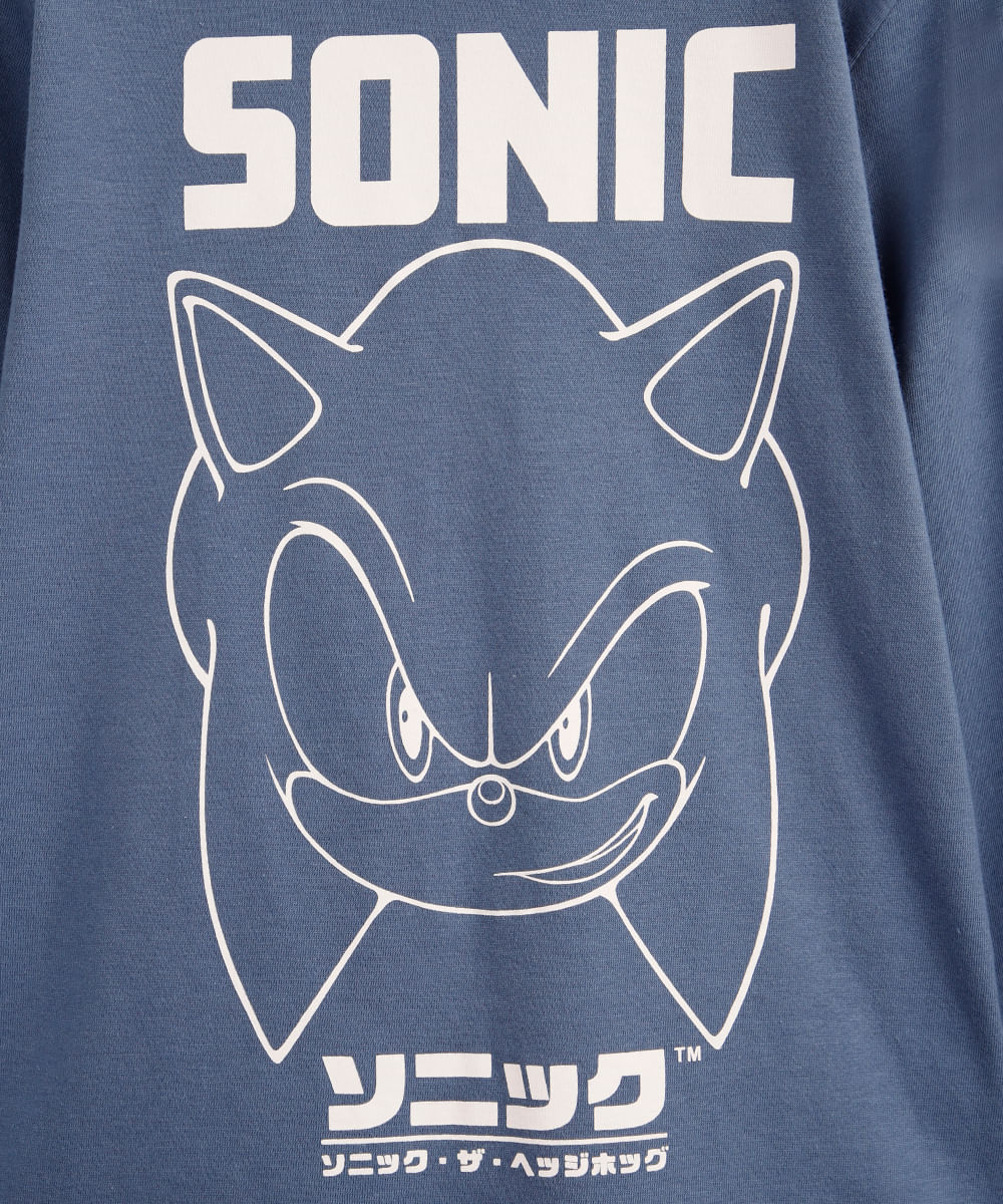 pijama longo infantil de algodão sonic azul