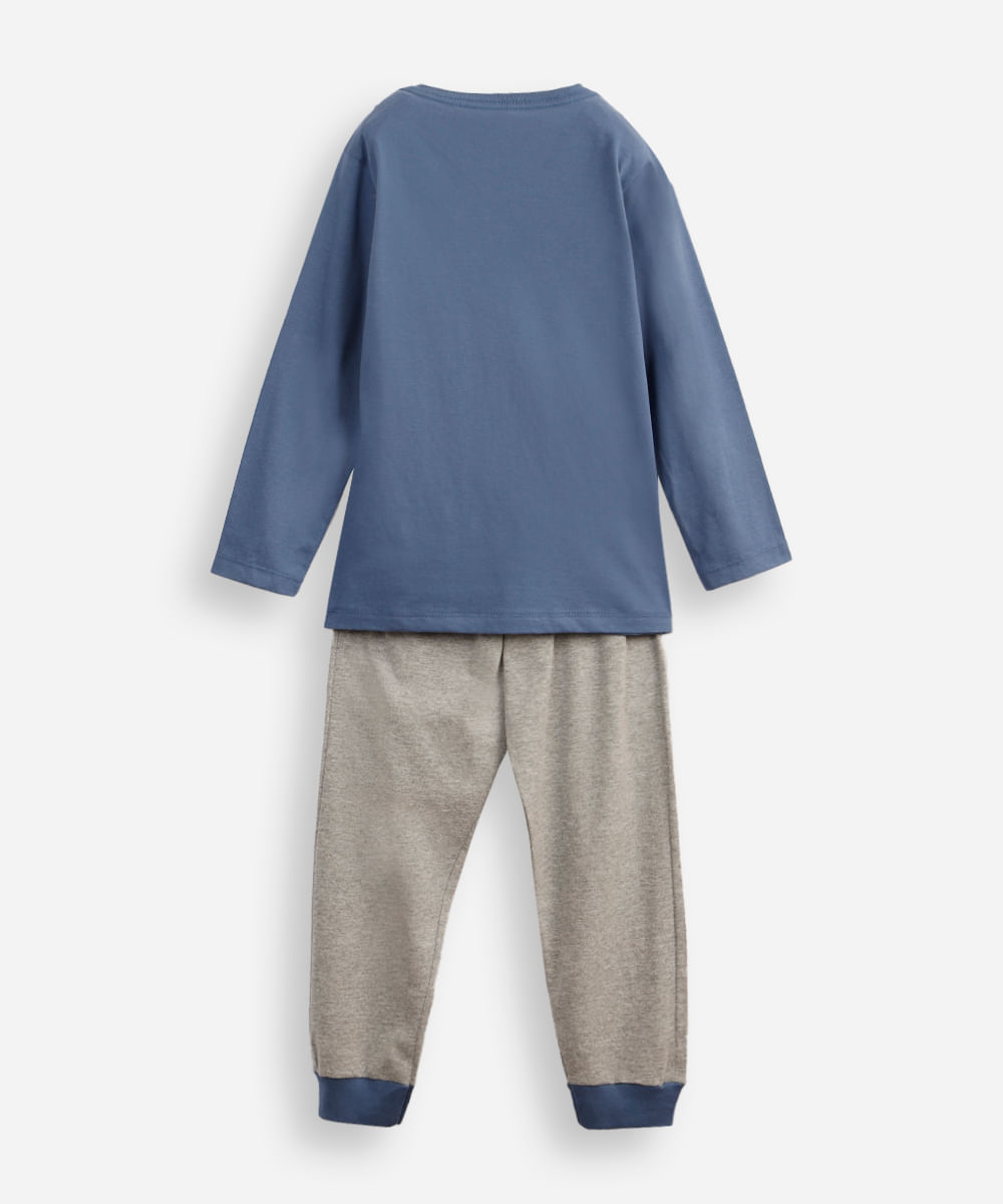 pijama longo infantil de algodão sonic azul