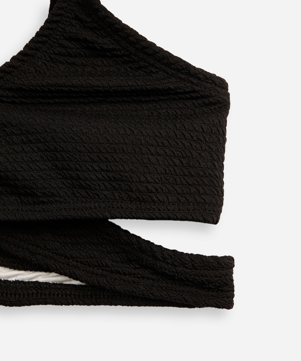 biquíni juvenil texturizado preto