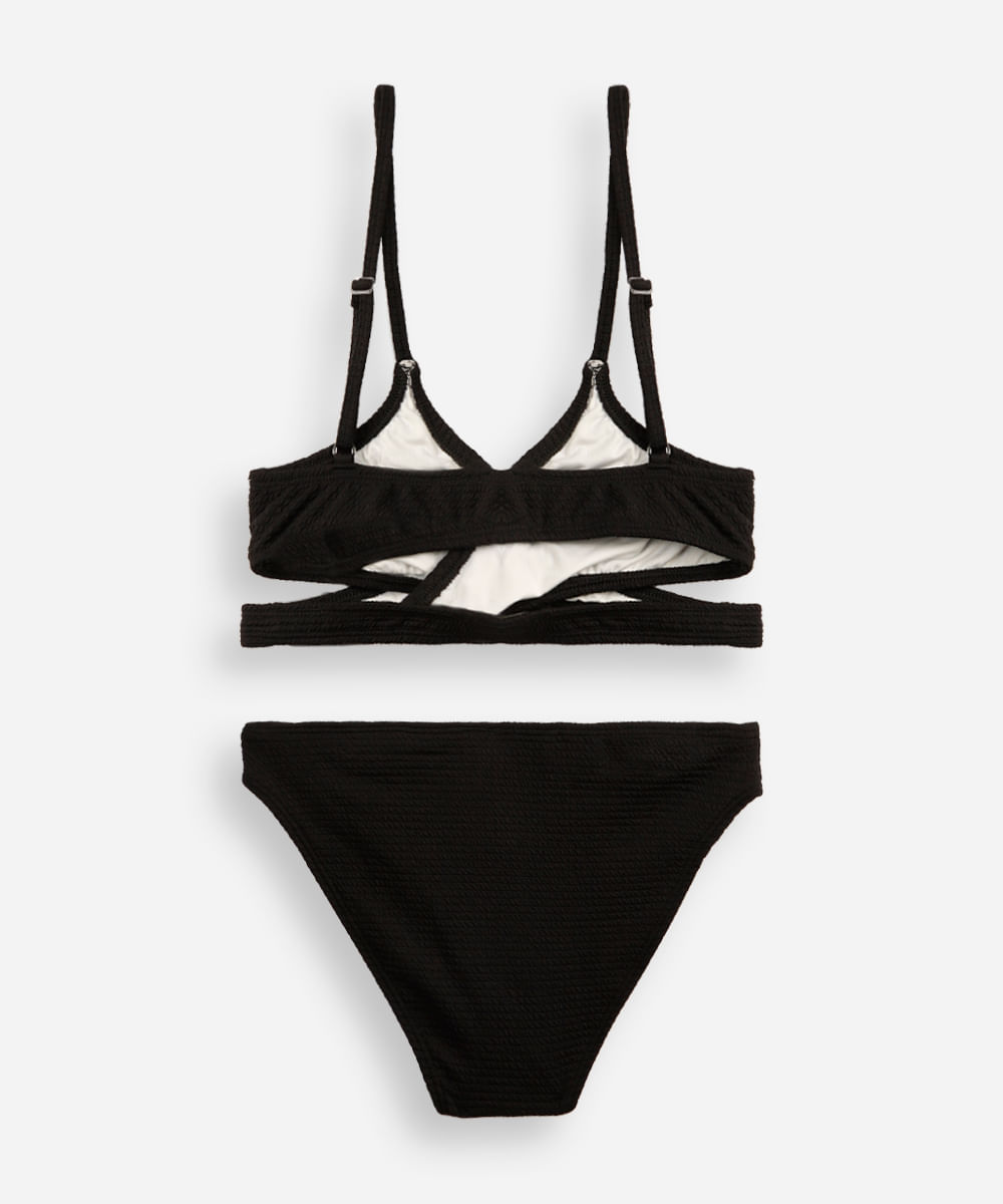 biquíni juvenil texturizado preto