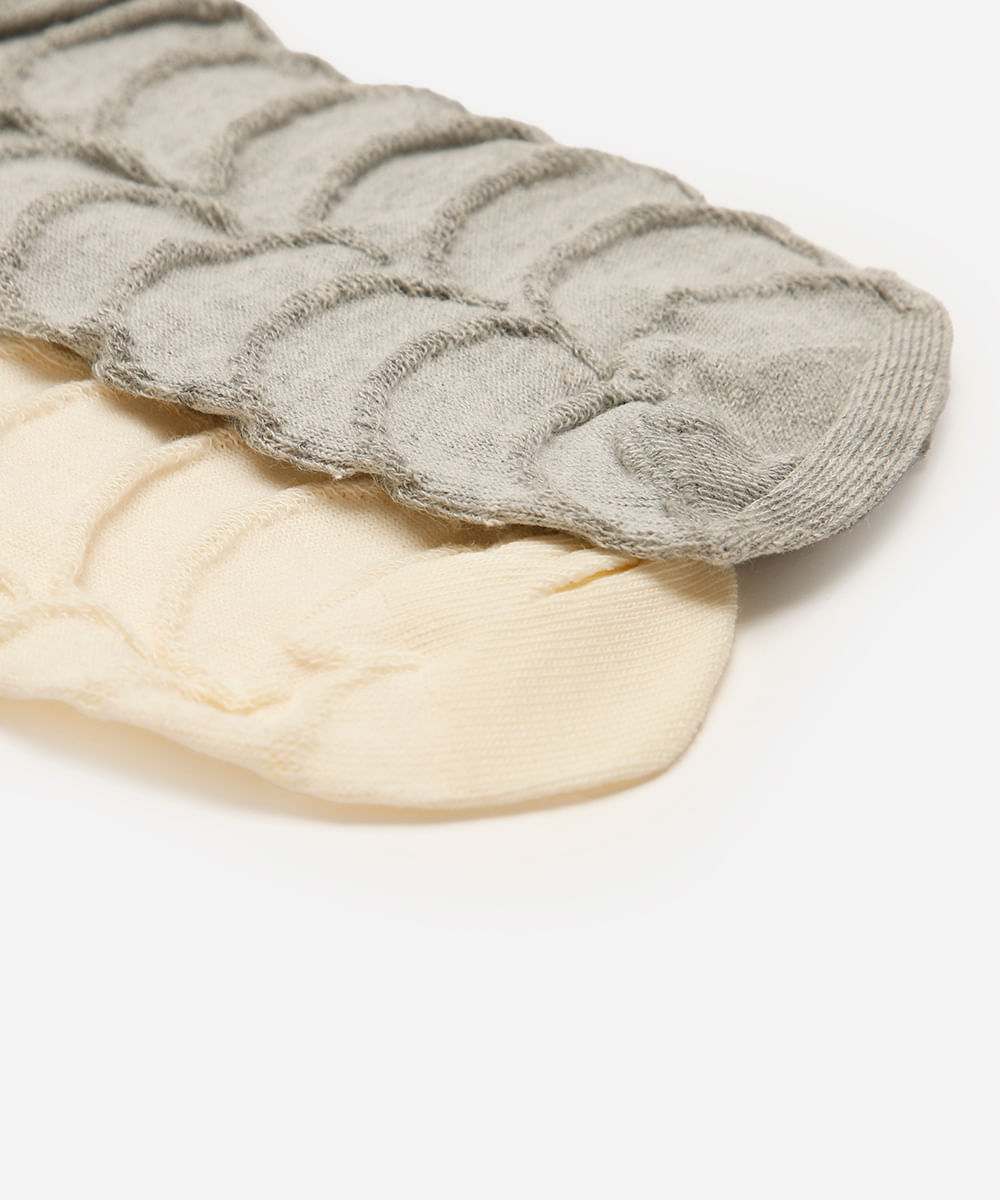 kit de 2 meias femininas cano longo texturizada colorida