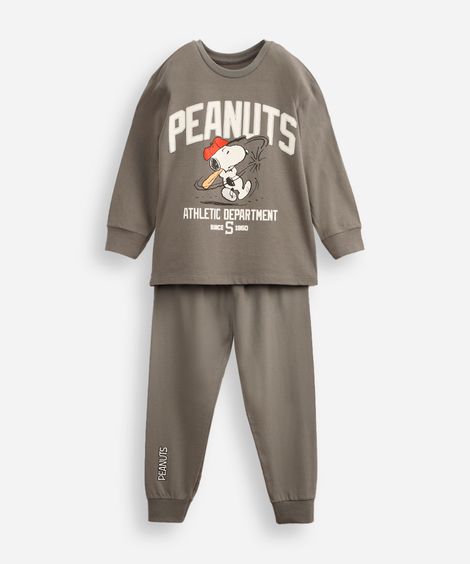 pijama longo infantil snoopy cinza