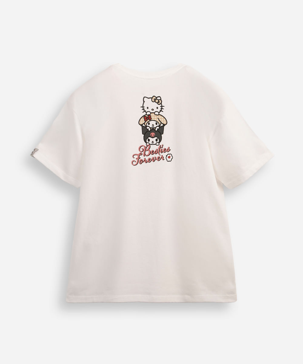 camiseta oversized juvenil de algodão hello kitty e amigos off white