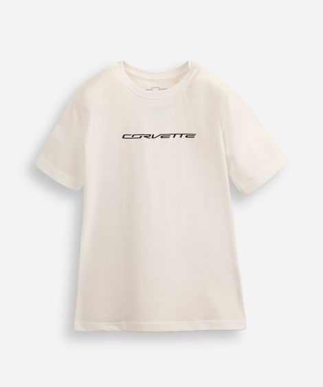 camiseta de algodão infantil chevrolet corvette off white