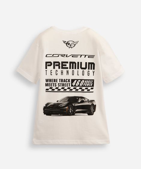 camiseta de algodão infantil chevrolet corvette off white