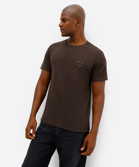 camiseta masculina de algodão manga curta coqueiro marrom