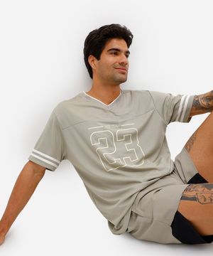 camiseta masculina esportiva ace oversized texturizada gola v verde