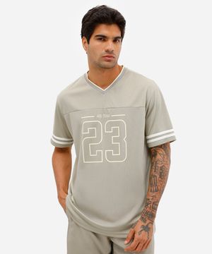 camiseta masculina esportiva ace oversized texturizada gola v verde