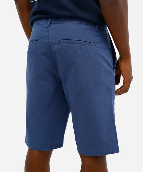 bermuda reta masculina de algodão texturizada - azul marinho