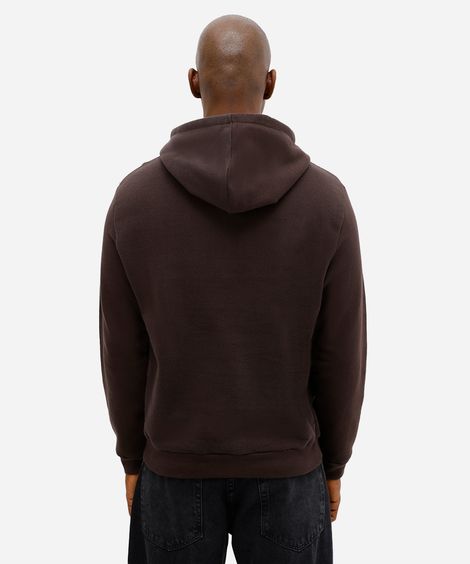 blusão masculino de moletom felpado com capuz marrom