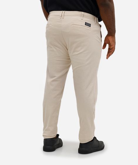 calça carrot masculina de sarja plus size bege