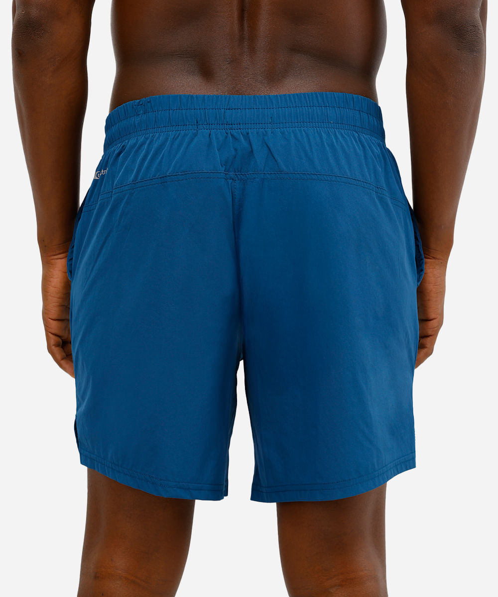 short masculino com bolsos esportivo azul
