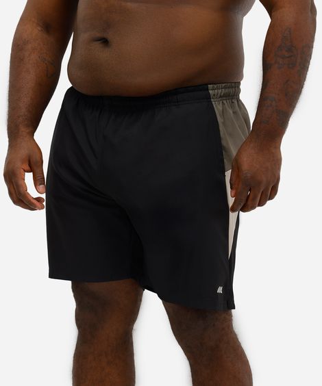 short cós elástico plus size esportivo bege