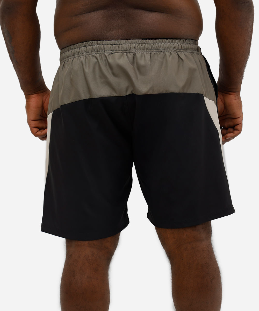 short cós elástico plus size esportivo bege