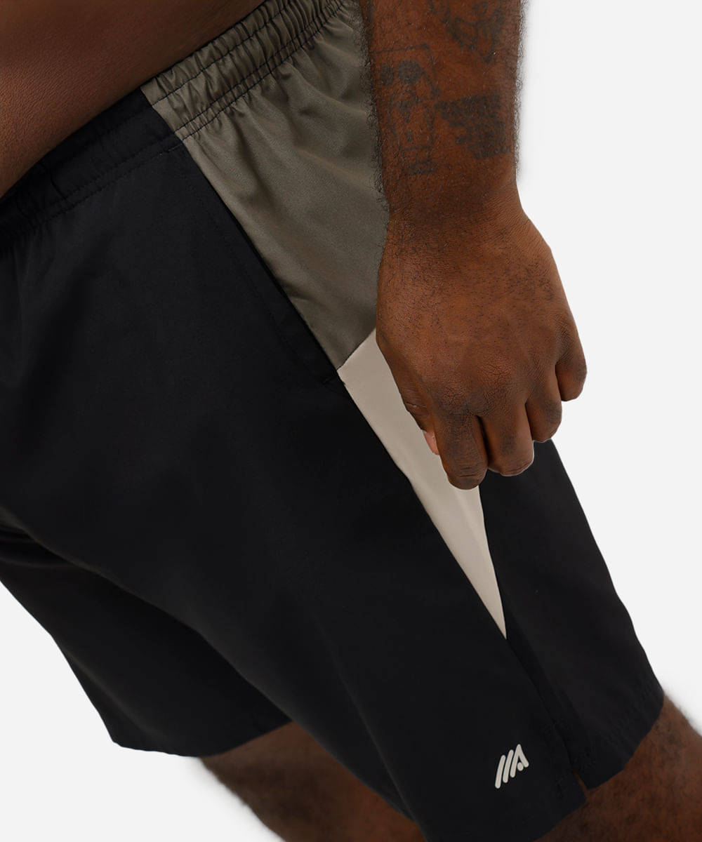 short cós elástico plus size esportivo bege