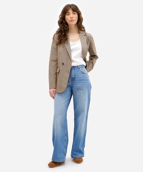 calça boyfriend feminina jeans cintura média azul