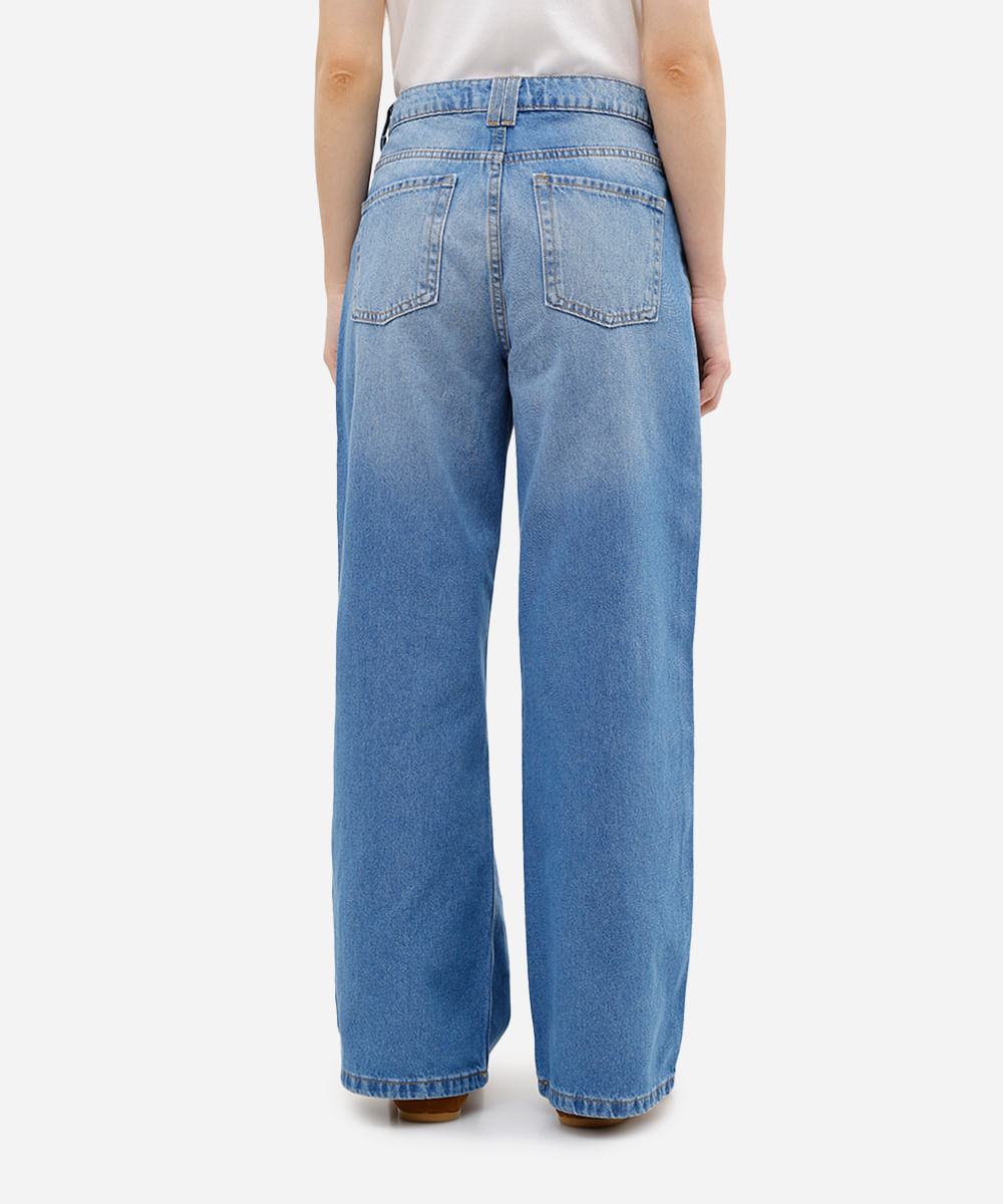 calça boyfriend feminina jeans cintura média azul