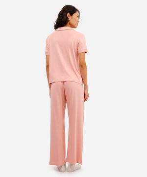 pijama americano feminino de viscose rosa