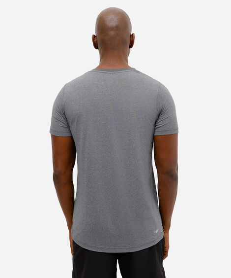 camiseta slim masculina de poliamida esportiva estampada cinza