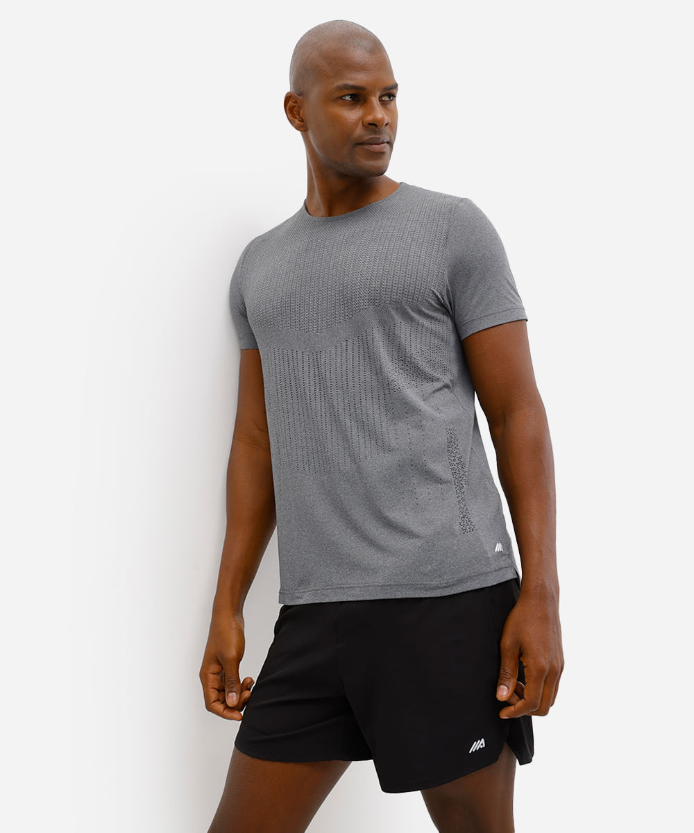 camiseta slim masculina de poliamida esportiva ace estampada cinza