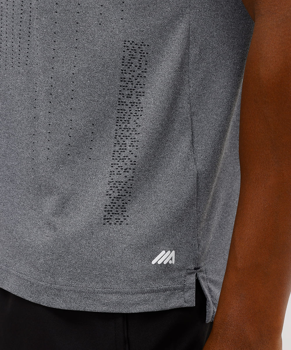 camiseta slim masculina de poliamida esportiva ace estampada cinza