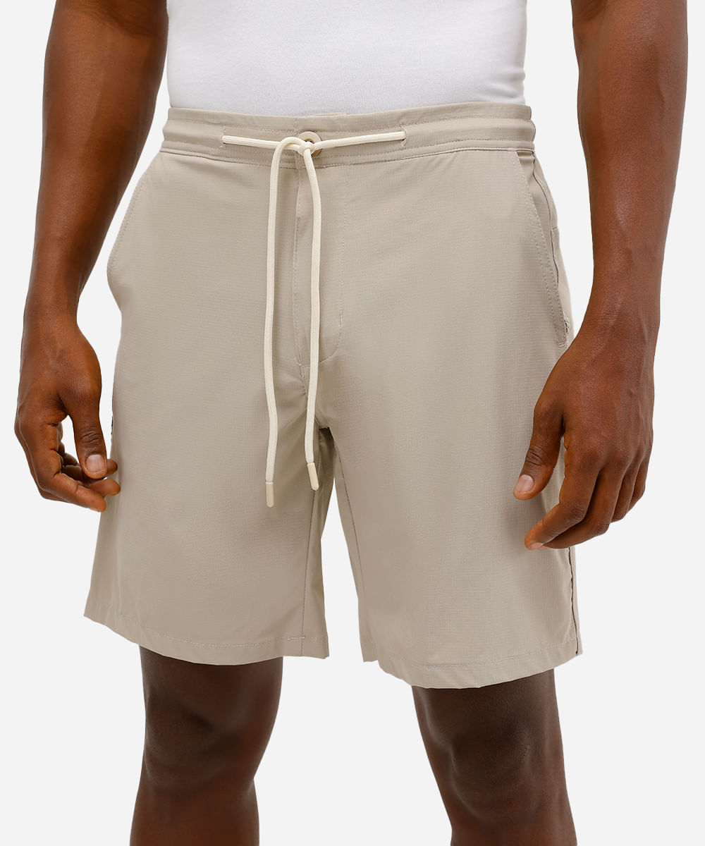 short boardshort masculino cós elástico bege