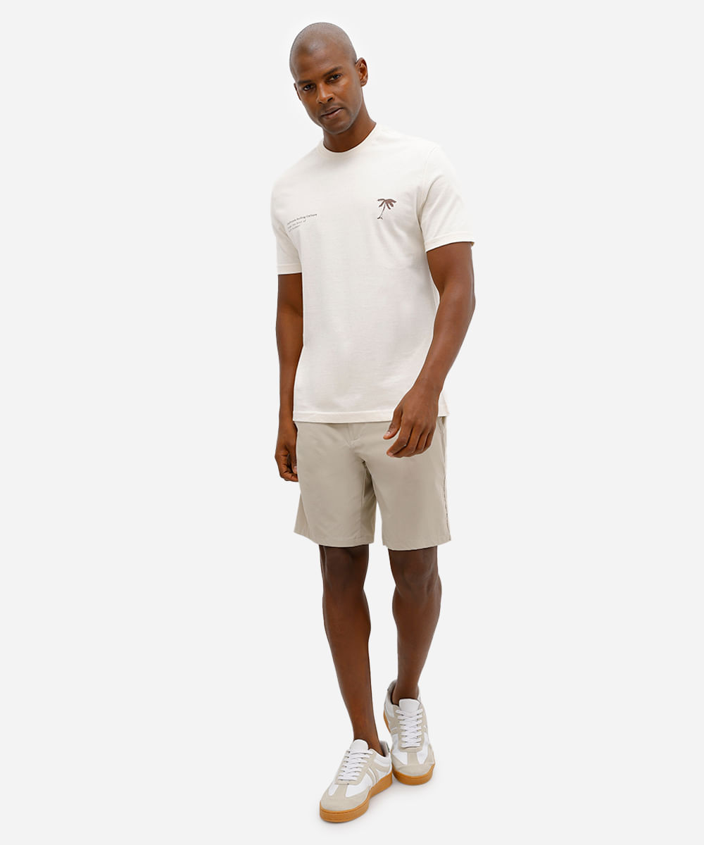 camiseta masculina de algodão estampada bege