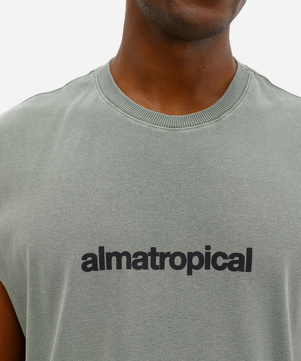 regata machão masculina de algodão estampada verde
