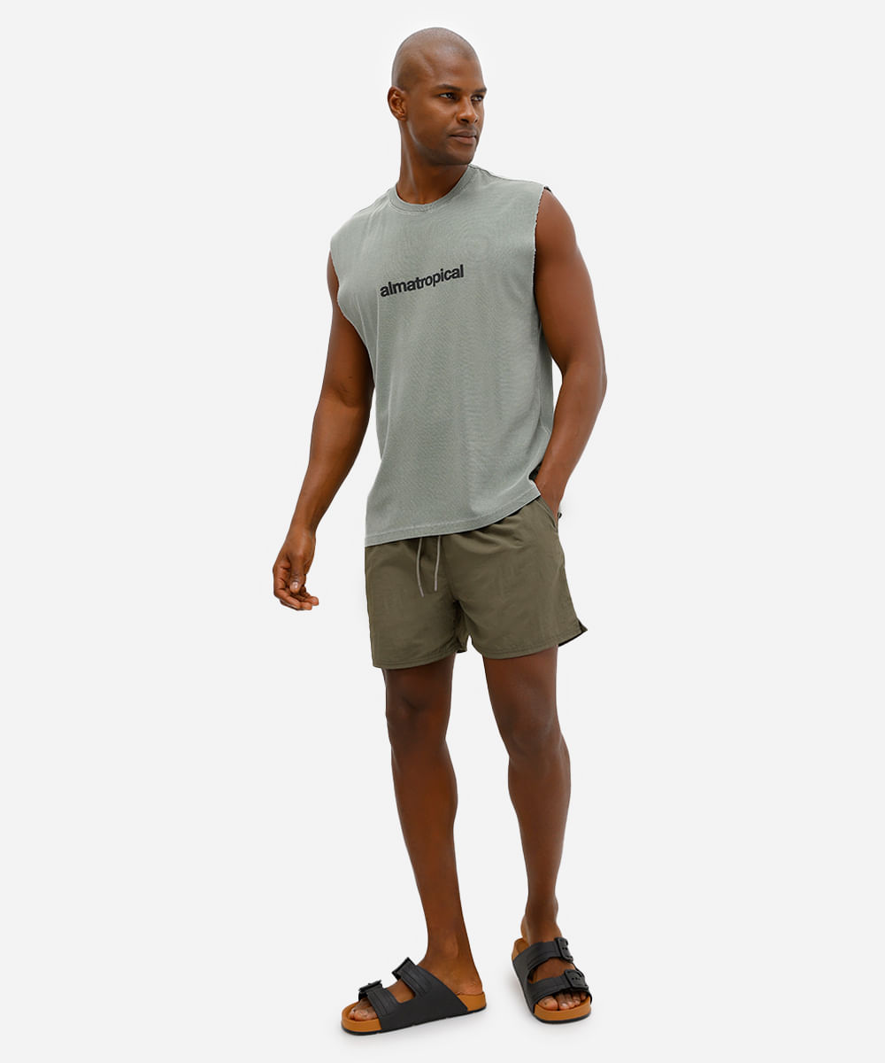 regata machão masculina de algodão estampada verde