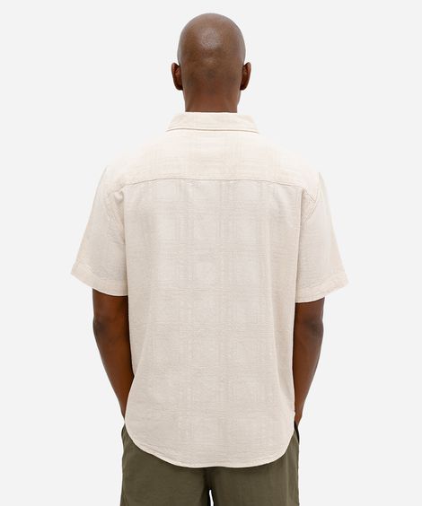 camisa masculina de algodão texturizada off white