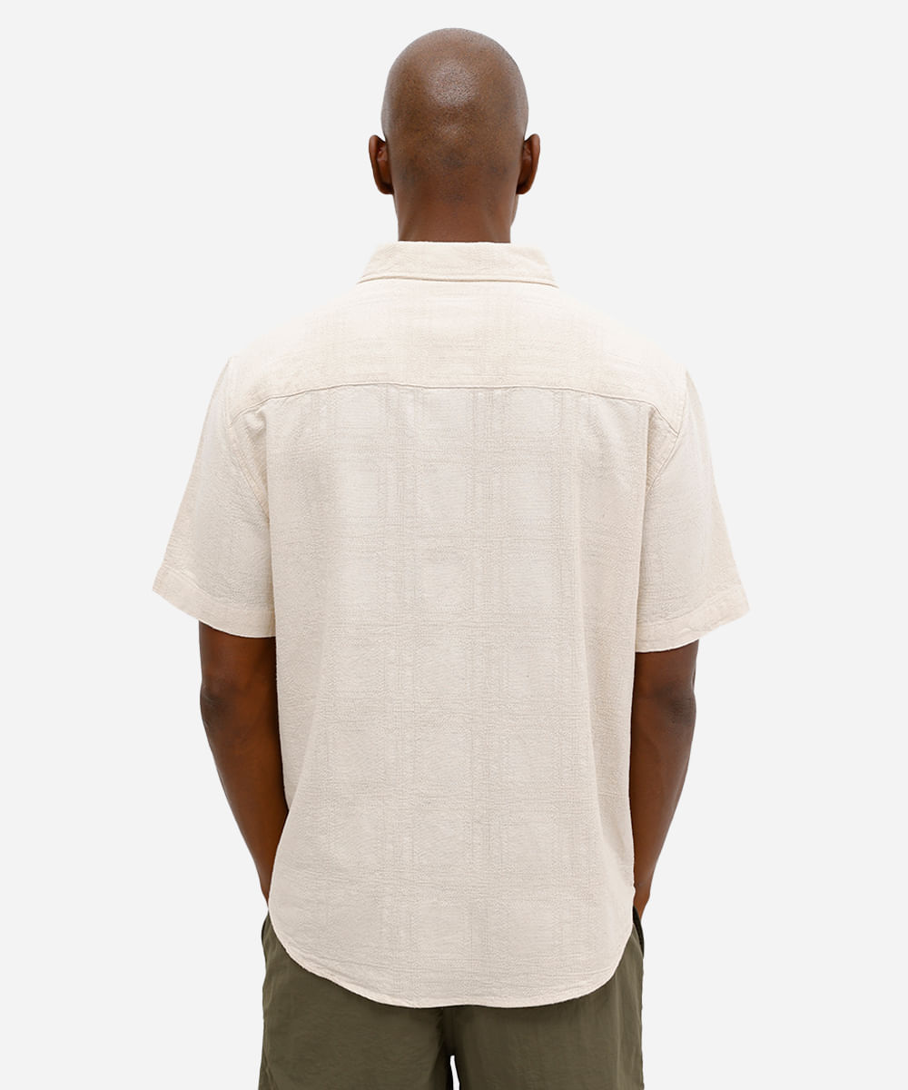 camisa masculina de algodão texturizada off white