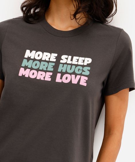 camiseta feminina avulsa de pijama em algodão estampada cinza