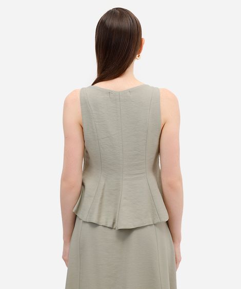 regata peplum feminina de viscose com recortes verde