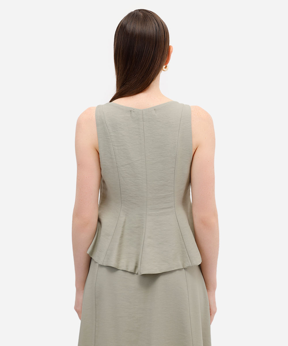 regata peplum feminina de viscose com recortes verde