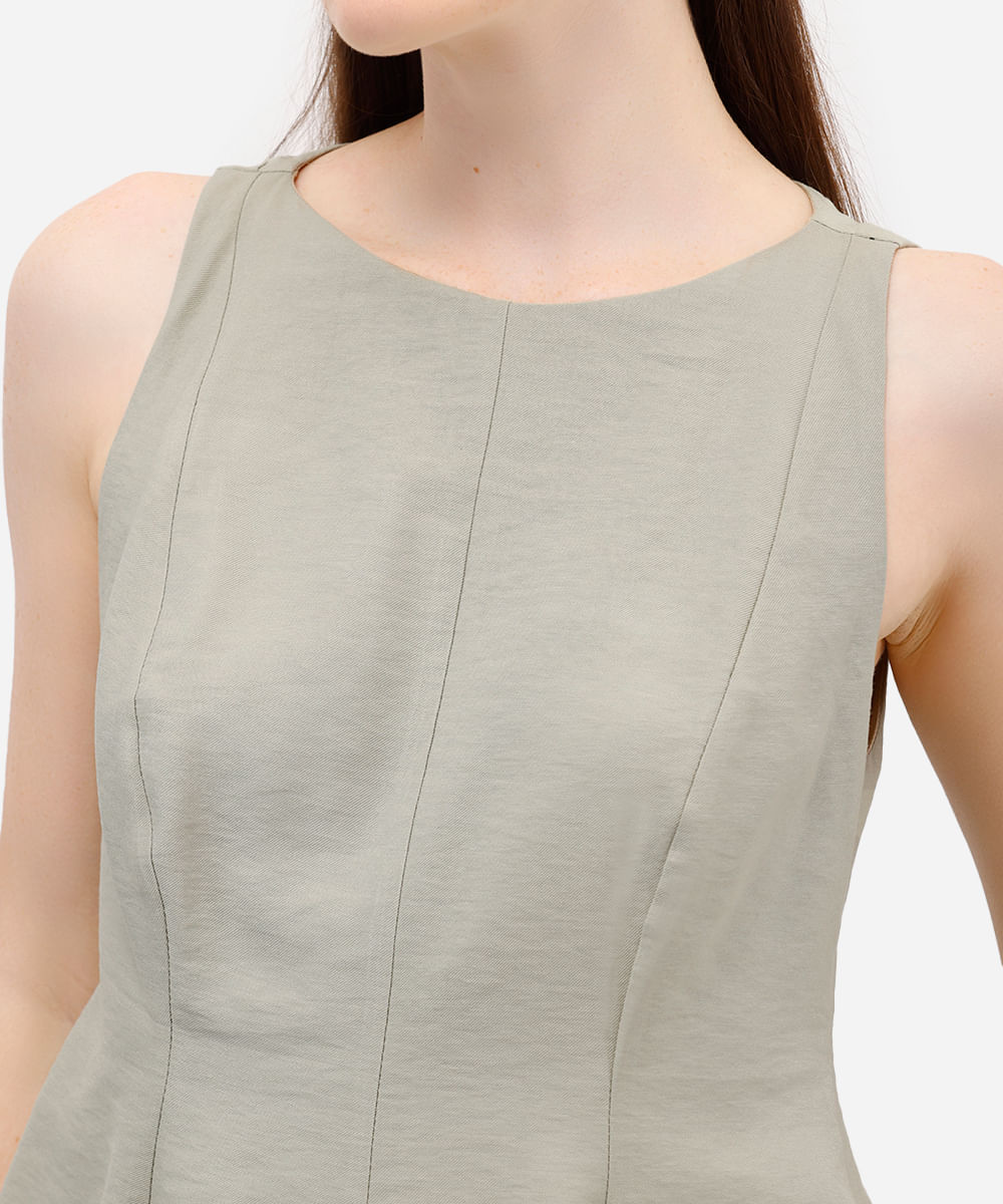 regata peplum feminina de viscose com recortes verde