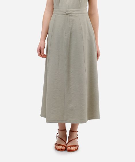 saia midi evasê feminina de viscose verde