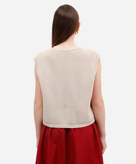 colete feminino de tricot bege