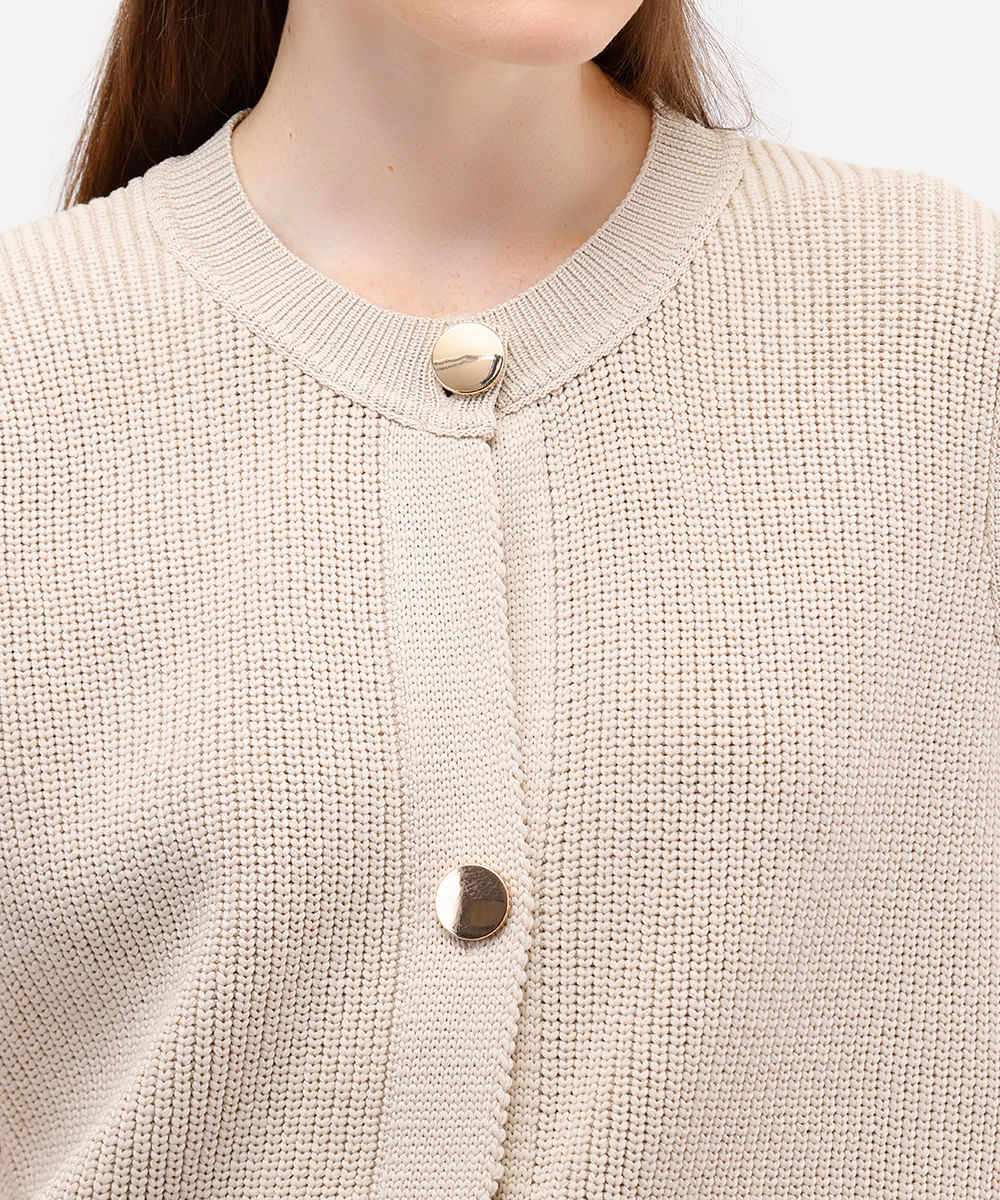 colete feminino de tricot bege
