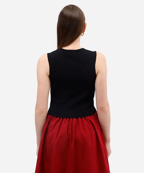 colete feminino de tricot com botões preto