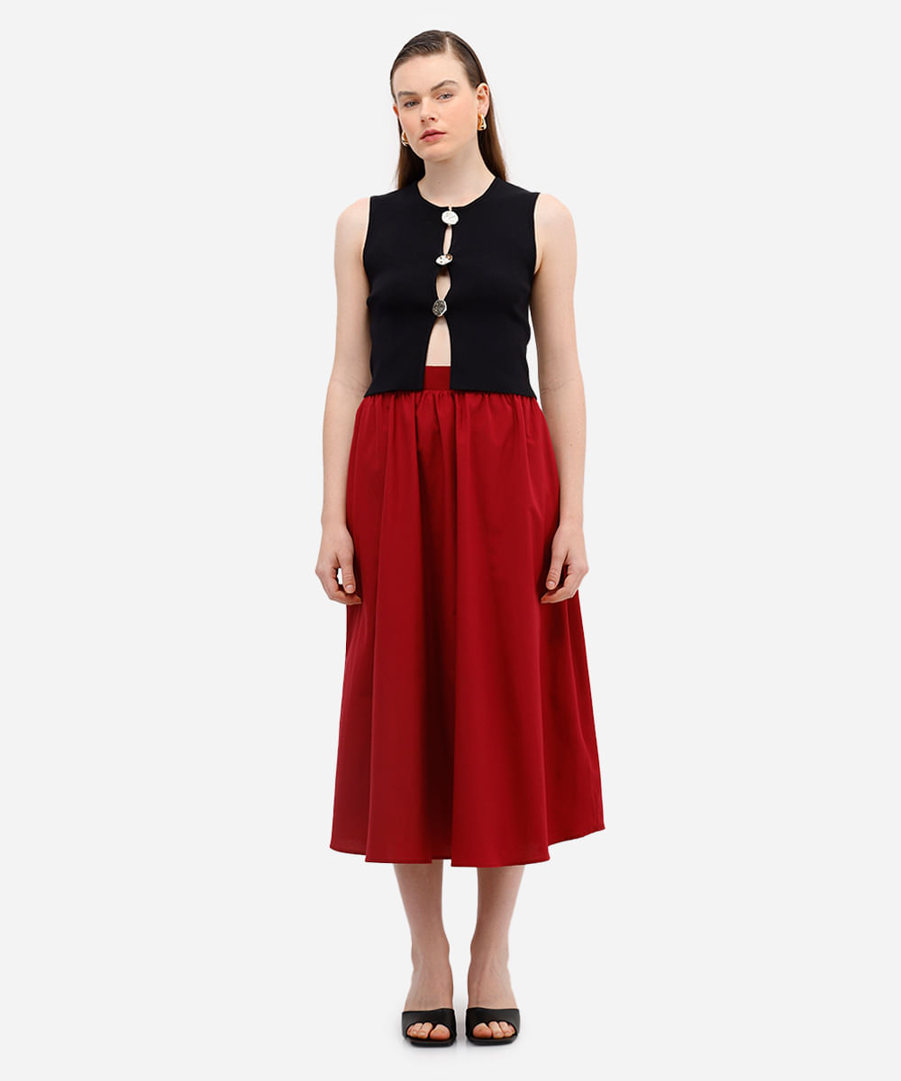 colete feminino de tricot com botões preto