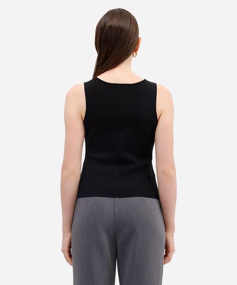 colete feminino de tricot com botões preto