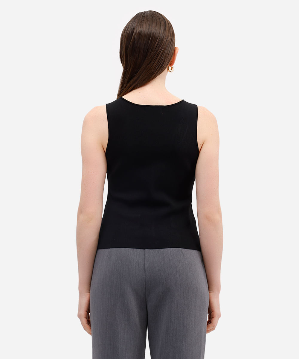 colete feminino de tricot com botões preto