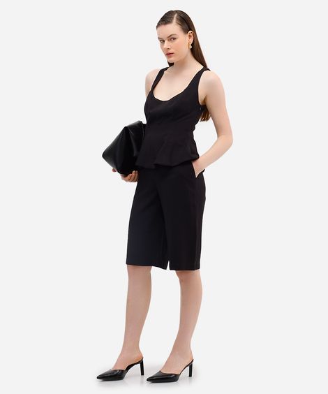 bermuda reta feminina de alfaiataria - preto