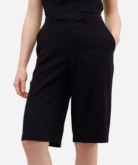 bermuda reta feminina de alfaiataria - preto