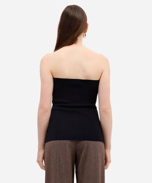 blusa sem alça feminina de tricot com botões preta