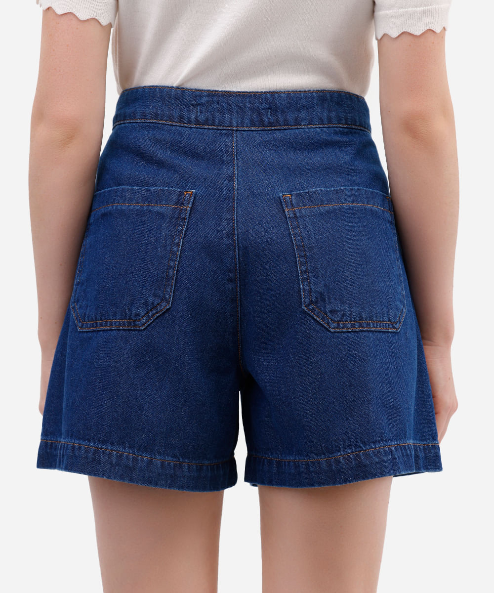 bermuda feminina jeans cintura alta azul